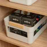 Cesto Lume Plástico e Bambu Bege 14L